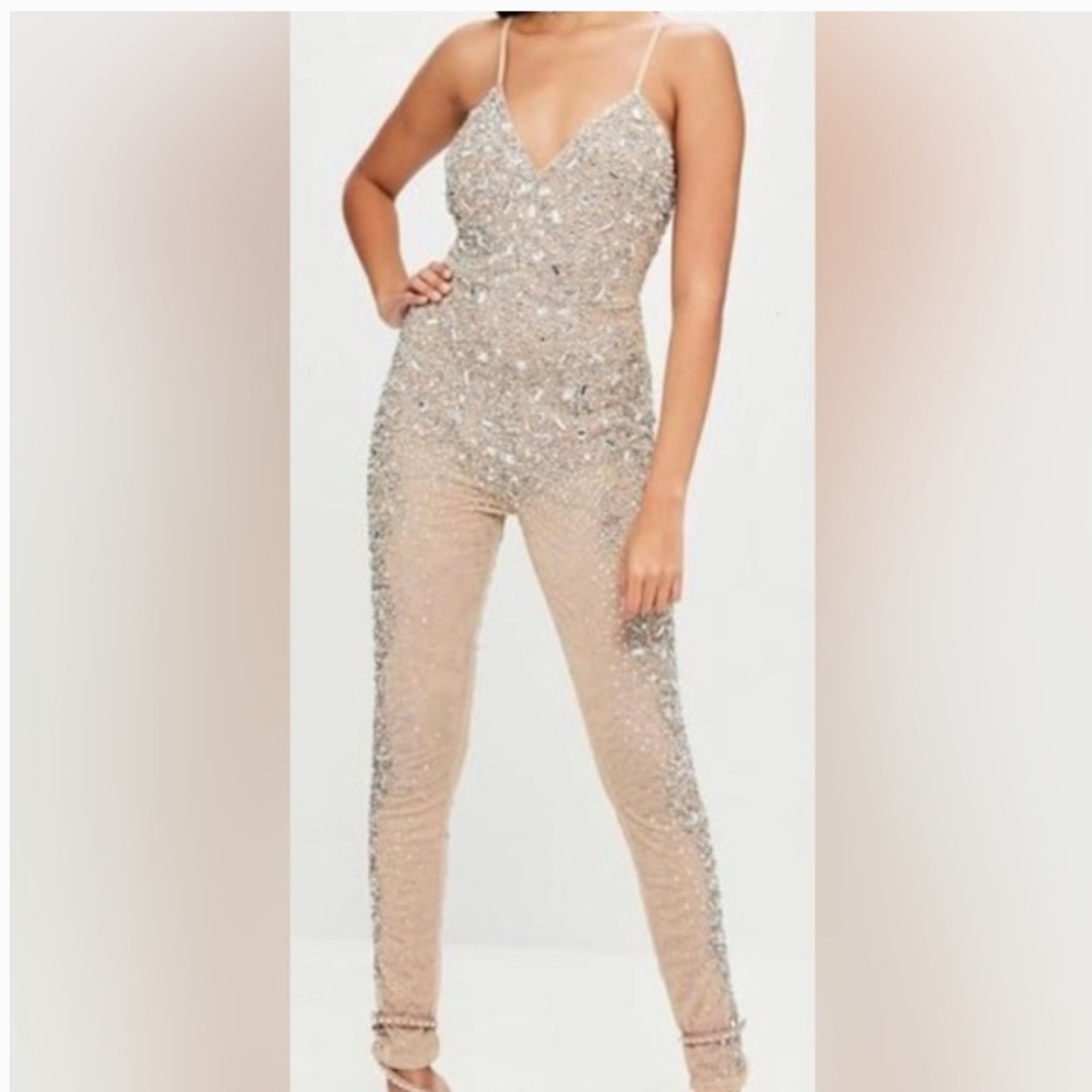 EUC Carli Bybel Missguided Rhinestone Jumpsuit